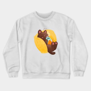 Cat sipping coffee Crewneck Sweatshirt